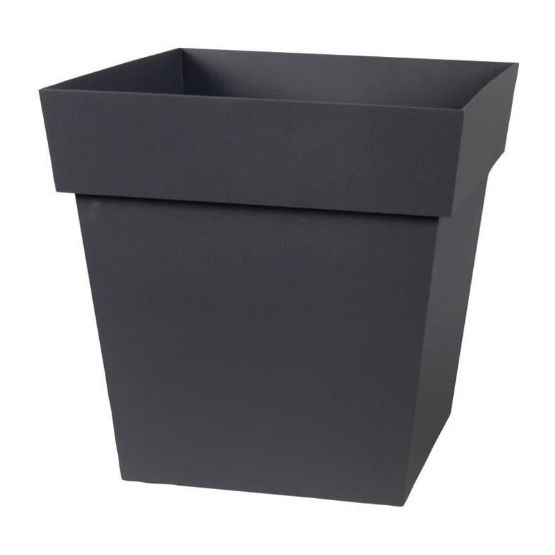 EDA Pot de fleur carré Toscane - 32 x 32 x H 32 cm - 22 L - Gris anthracite