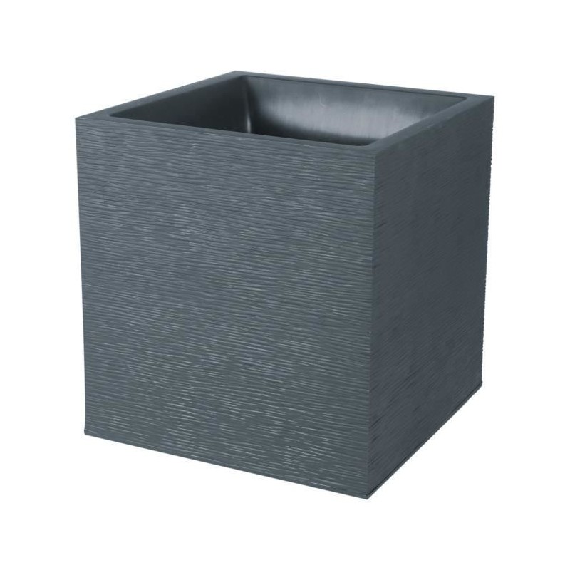 EDA Pot carré Graphit - 39 x 39 x 43 cm - 31 L - Gris anthracite