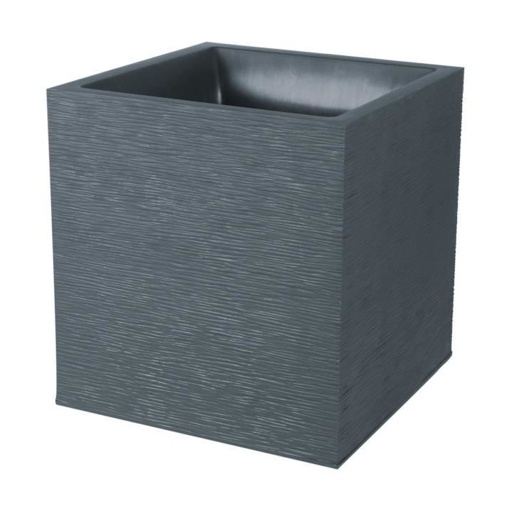 EDA Pot carré Graphit - 39 x 39 x 43 cm - 31 L - Gris anthracite