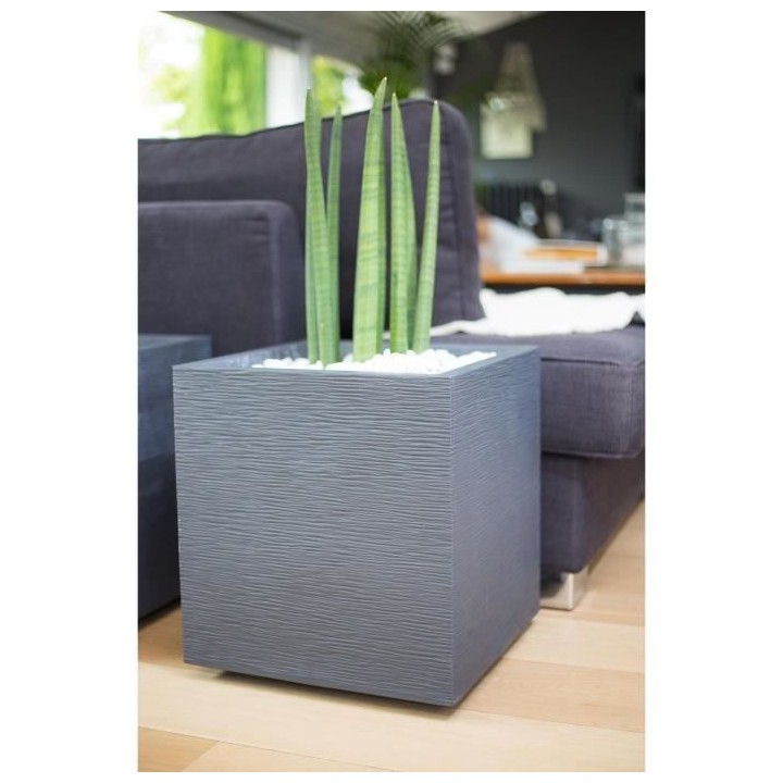 EDA Pot carré Graphit - 39 x 39 x 43 cm - 31 L - Gris anthracite