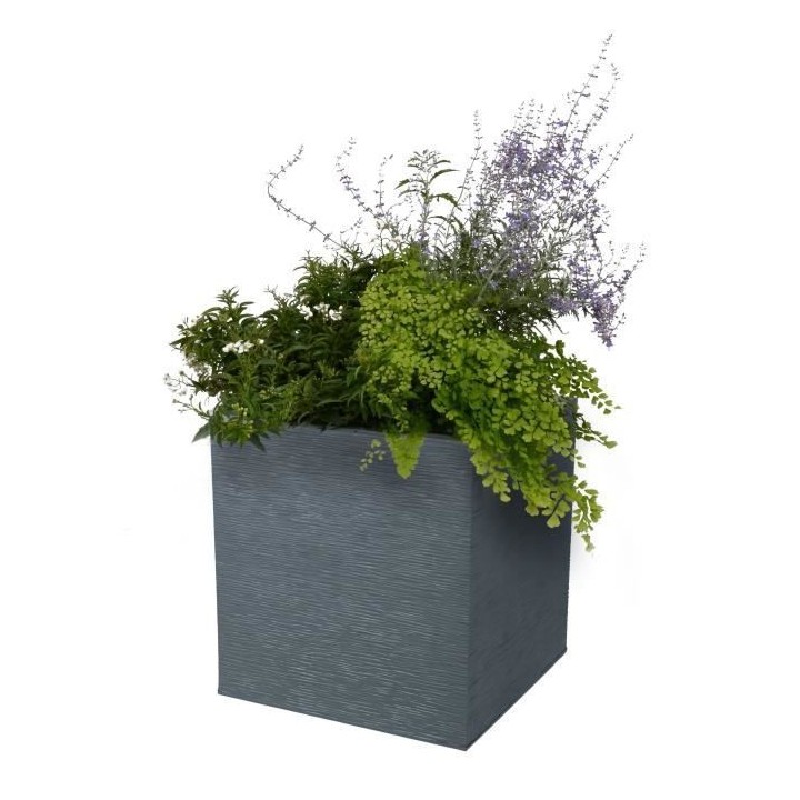 EDA Pot carré Graphit - 39 x 39 x 43 cm - 31 L - Gris anthracite