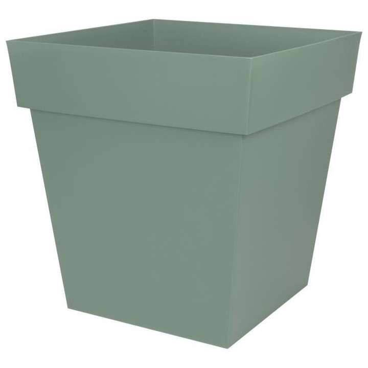 EDA PLASTIQUE - Pot carré Toscane - 50 cm - 87 L - Vert laurier