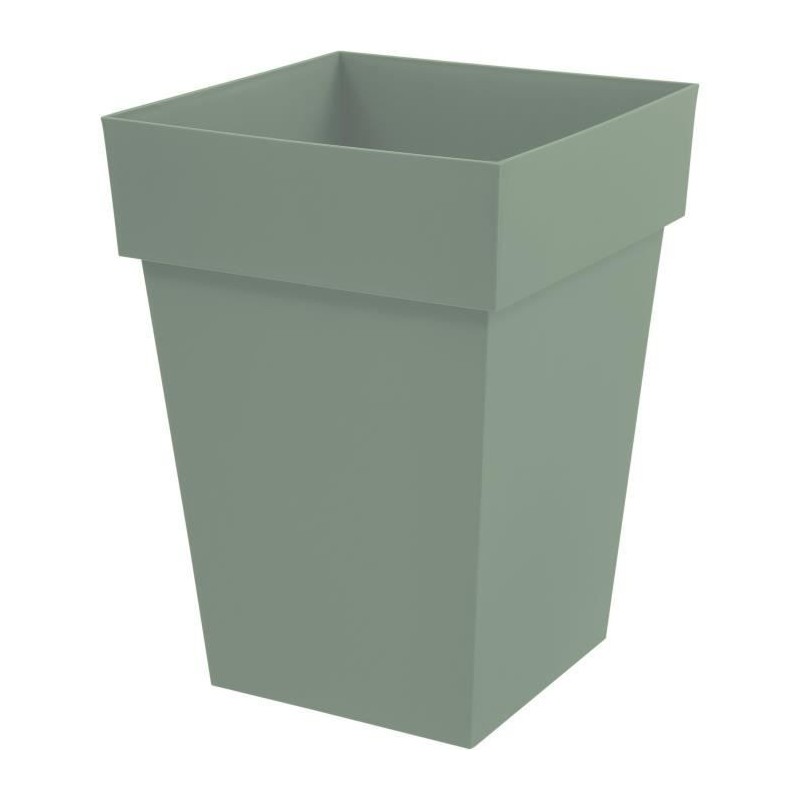 EDA PLASTIQUE - Pot de fleur mi-haut carré Toscane - 39 x 39 x H 53 cm - 51 L - Vert laurier