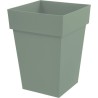 EDA PLASTIQUE - Pot de fleur mi-haut carré Toscane - 39 x 39 x H 53 cm - 51 L - Vert laurier