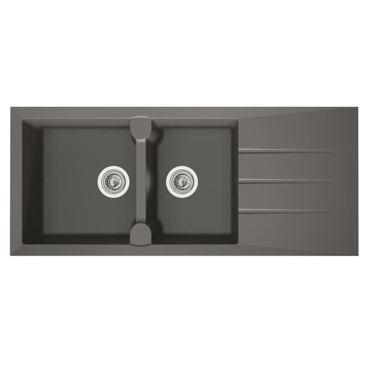 STRADOUR Evier cuisine a encastrer 2 bacs + 1 égouttoir Aloa - Résin