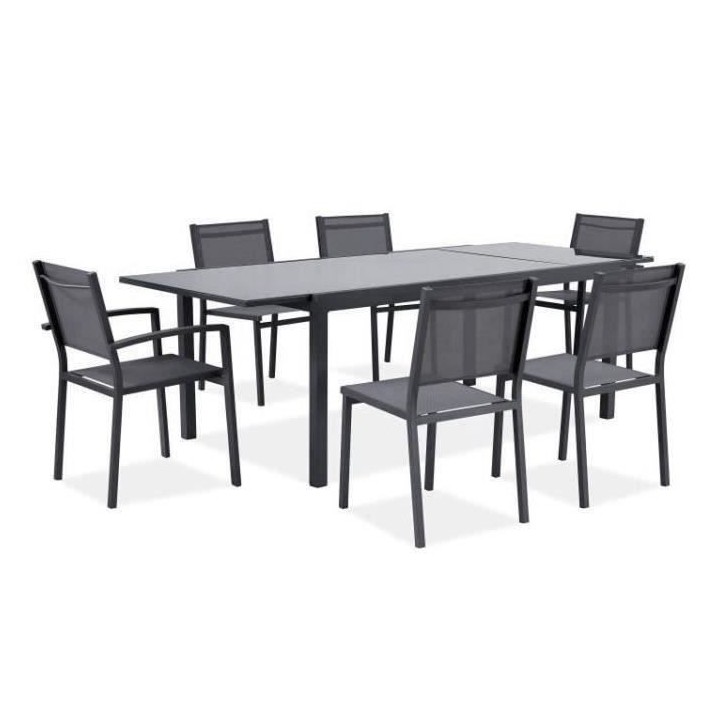 Salon de jardin en aluminium 4 a 6 personnes - Table extensible 180-24