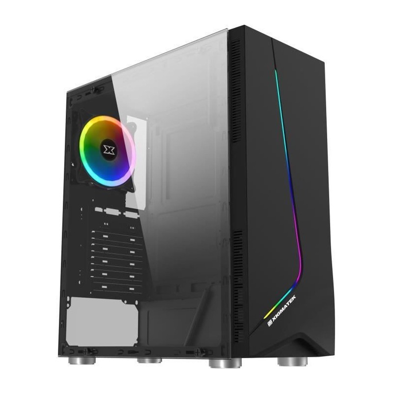 XIGMATEK BOITIER PC Eros - Moyen Tour - Noir - Verre trempé - Format ATX (EN43378)