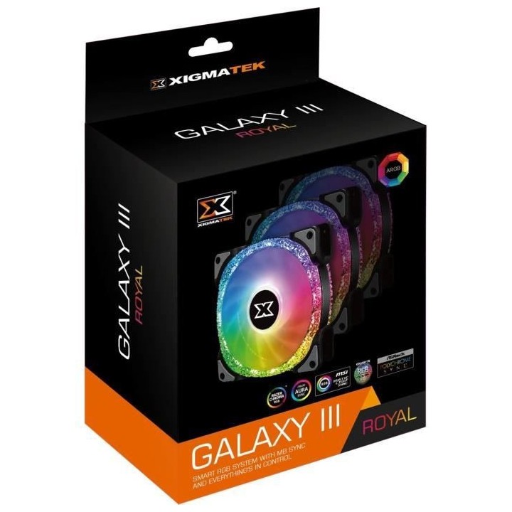 XIGMATEK Galaxy III Royal ARGB (Pack 3) - Ventilateur 120mm A-RGB pour