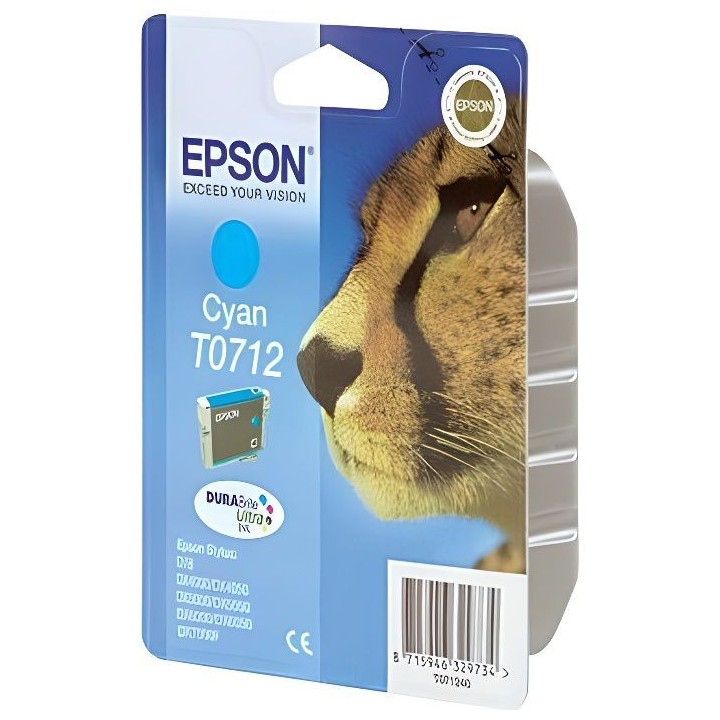 EPSON Cartouche d'encre T0712 Cyan - Guépard (C13T07124012)