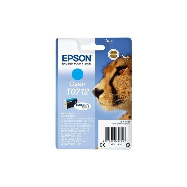 EPSON Cartouche d'encre T0712 Cyan - Guépard (C13T07124012)