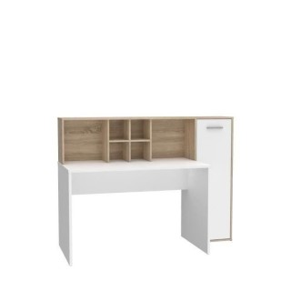 Bureau gauche droite ERIADU - Décor Blanc mat et chene sonoma - L 158