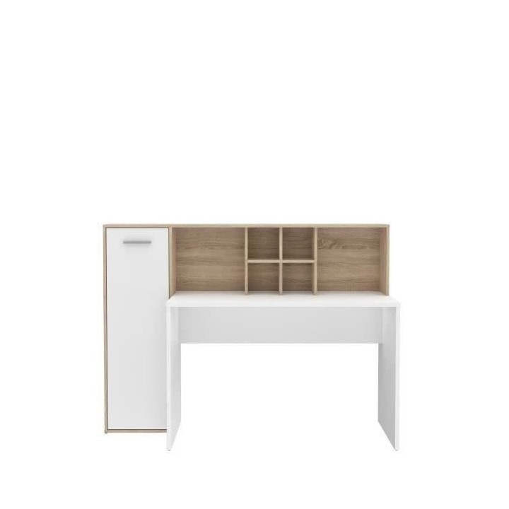 Bureau gauche droite ERIADU - Décor Blanc mat et chene sonoma - L 158