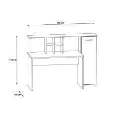 Bureau gauche droite ERIADU - Décor Blanc mat et chene sonoma - L 158 x P 60 x H 116 cm