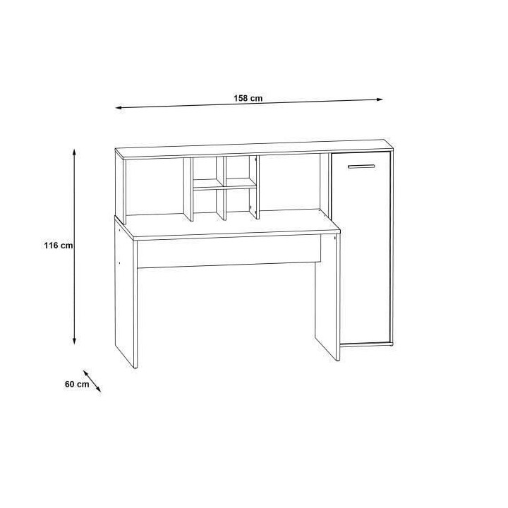 Bureau gauche droite ERIADU - Décor Blanc mat et chene sonoma - L 158