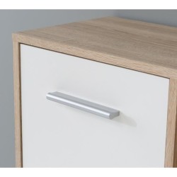 Bureau gauche droite ERIADU - Décor Blanc mat et chene sonoma - L 158 x P 60 x H 116 cm