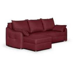 Canapé d'angle 4 places convertible réversible + coffre - Tissu bordeaux et anthracite - L 240 x P 158 x H 93 cm - FADO