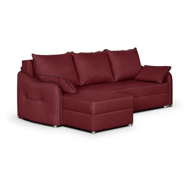 Canapé d'angle 4 places convertible réversible + coffre - Tissu bord