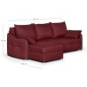 Canapé d'angle 4 places convertible réversible + coffre - Tissu bordeaux et anthracite - L 240 x P 158 x H 93 cm - FADO