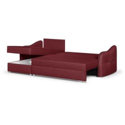 Canapé d'angle 4 places convertible réversible + coffre - Tissu bordeaux et anthracite - L 240 x P 158 x H 93 cm - FADO