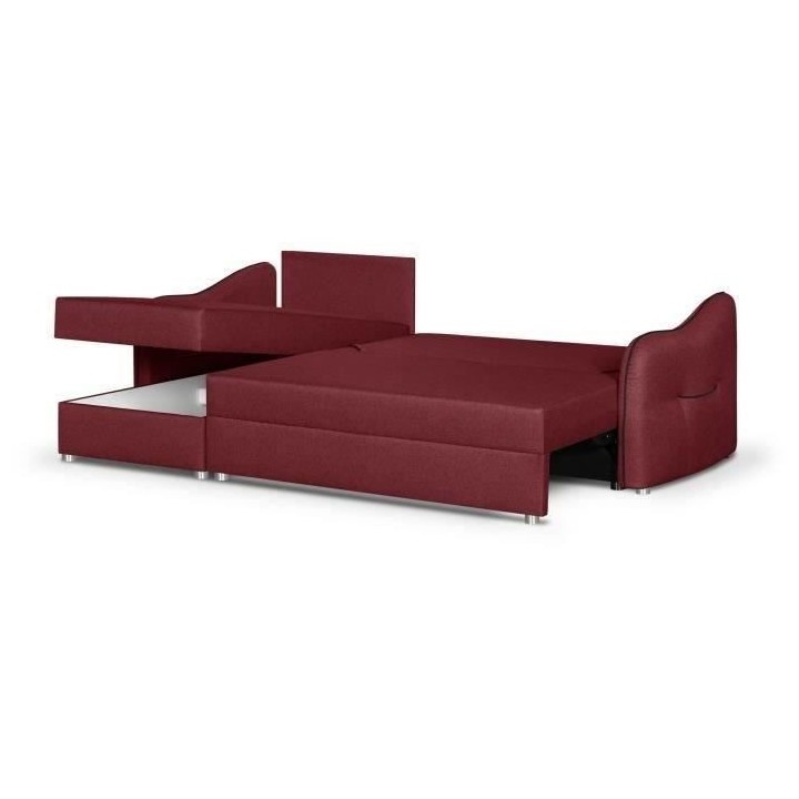 Canapé d'angle 4 places convertible réversible + coffre - Tissu bord