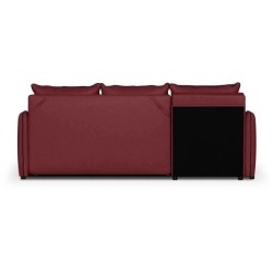 Canapé d'angle 4 places convertible réversible + coffre - Tissu bordeaux et anthracite - L 240 x P 158 x H 93 cm - FADO