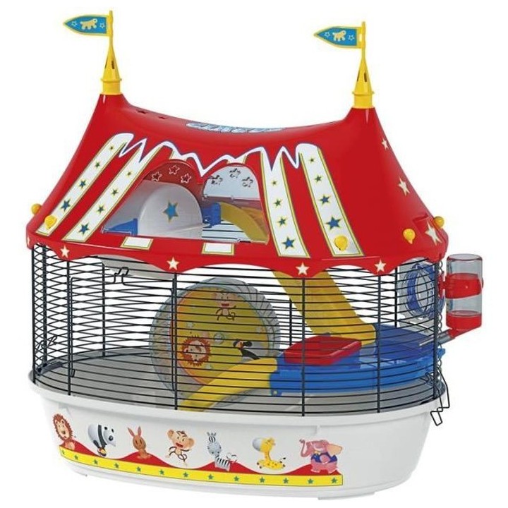 FERPLAST Cage Circus Fun 49,5x34x42,5 cm - Rouge - Pour hamster