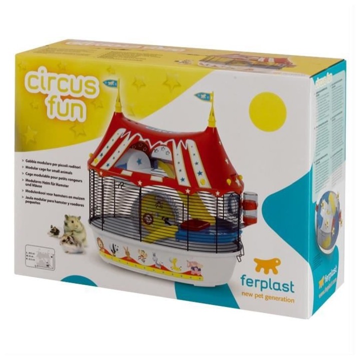 FERPLAST Cage Circus Fun 49,5x34x42,5 cm - Rouge - Pour hamster