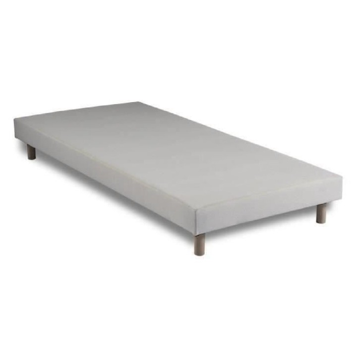Sommier tapissier a lattes 90 x 200 - Bois massif blanc + pieds - DEKO