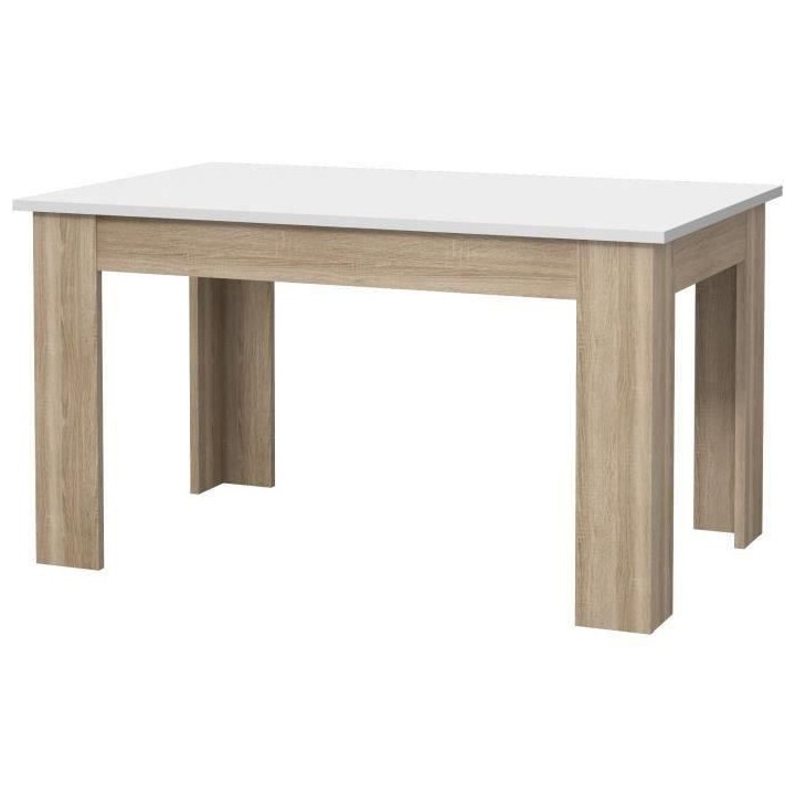 Table a manger PILVI - 4 personnes - Blanc et chene sonoma - L 140 x P
