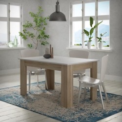 Table a manger PILVI - 4 personnes - Blanc et chene sonoma - L 140 x P 90 x H 75 cm