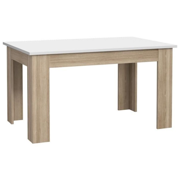 Table a manger PILVI - 4 personnes - Blanc et chene sonoma - L 140 x P