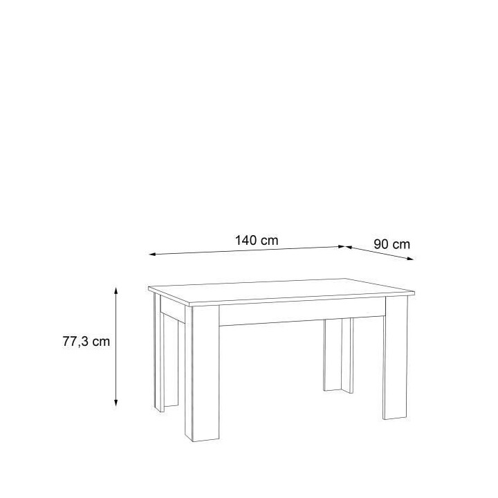 Table a manger PILVI - 4 personnes - Blanc et chene sonoma - L 140 x P