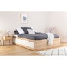 Lit adulte scandinave 3 tiroirs décor chene et blanc mat - l 140 x L 190 cm VANKKA