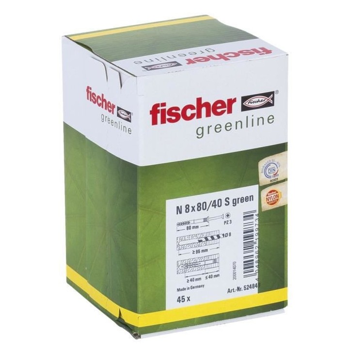 FISCHER - Cheville a frapper N Green 8x80/40 avec vis - fabriquée a b