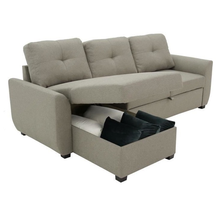 Canapé d'angle convertible réversible 4 places FOLK - Tissu Beige -