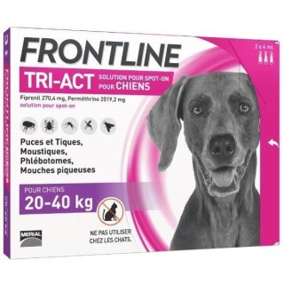 FRONTLINE 3 pipettes Tri-Act - Pour chien de 20 a 40 kg