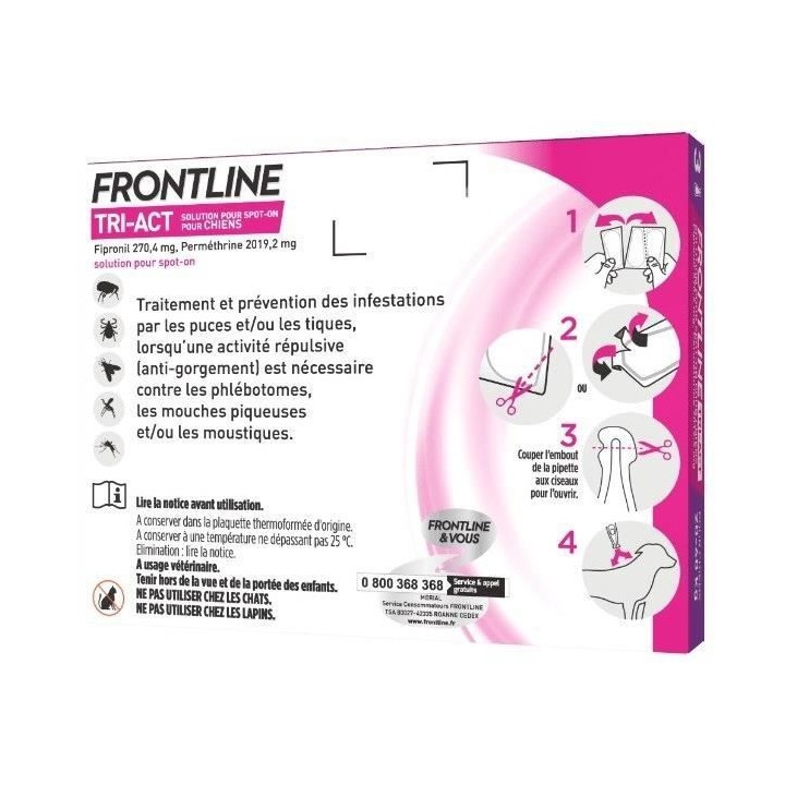 FRONTLINE 3 pipettes Tri-Act - Pour chien de 20 a 40 kg