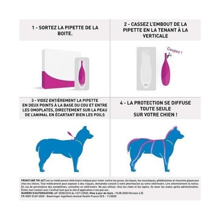 FRONTLINE 3 pipettes Tri-Act - Pour chien de 20 a 40 kg