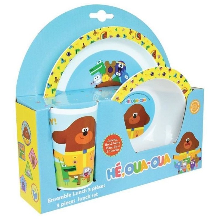 HE OUA OUA Ensemble repas pour enfant : une assiette ø 22 cm, un bol