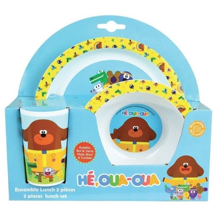 HE OUA OUA Ensemble repas pour enfant : une assiette ø 22 cm, un bol