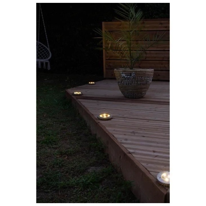 GALIX Lot de 3 spots encastrables a énergie solaire en inox