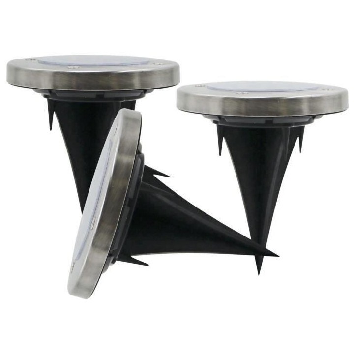 GALIX Lot de 3 spots encastrables a énergie solaire en inox