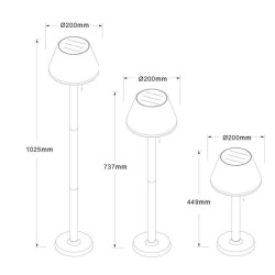 GALIX Lampadaire solaire tres éclairant - 100 Lm - H 102,5-75-46 x Ø 20 cm