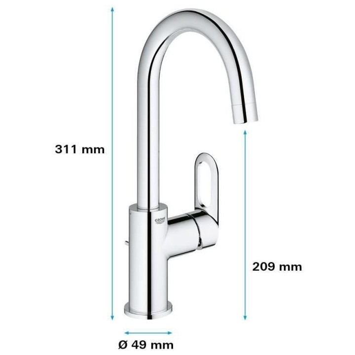 GROHE Mitigeur monocommande Lavabo, robinet de lavabo Taille L, 237800