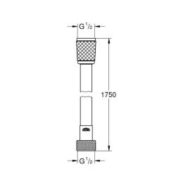 GROHE Flexible tuyau de douche salle de bains VitalioFlex Comfort, tuyau 1750mm anti-pliures, raccord fileté universel 1/2 2874