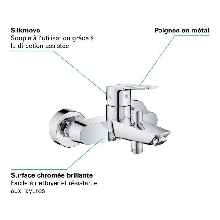 GROHE Mitigeur monocommande Bain /Douche Start, robinet avec inverseur
