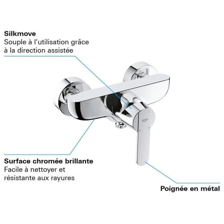 GROHE Mitigeur monocommande bain douche Get, montage mural, raccord fi