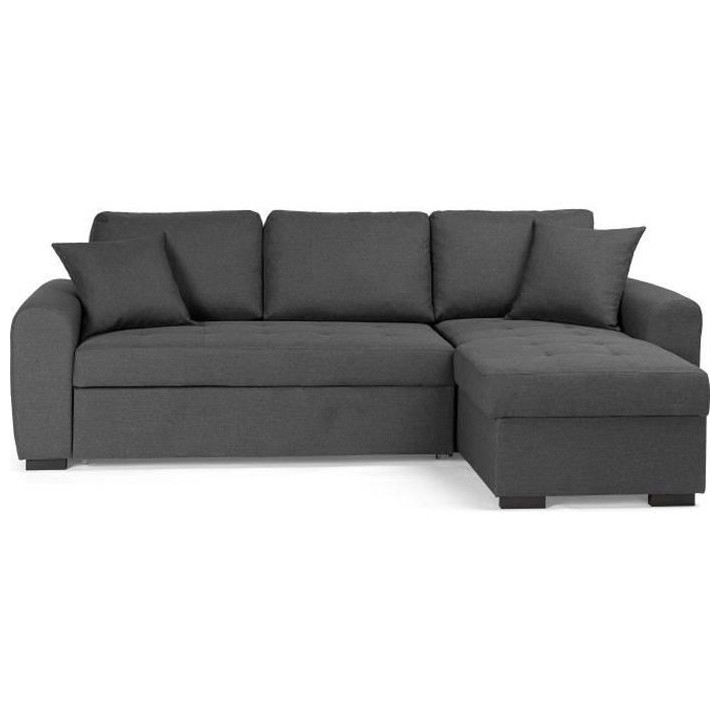 Canapé d'angle convertible réversible 4 places - Tissu gris - Contem