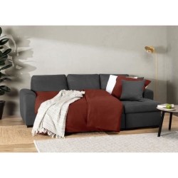 Canapé d'angle convertible réversible 4 places - Tissu gris - Contemporain - L 244 x P 151 x H 90 - HAMILTON