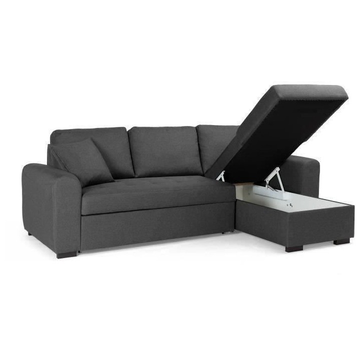 Canapé d'angle convertible réversible 4 places - Tissu gris - Contem
